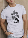 Men's T-Shirt Mens Funny Spanish Engineer Slogan T-Shirt - Time Engineering Humor Black Crew Neck Casual Summer Top Machine Washable for Training & Outdoor - Gift for Engineers & Spanish Speakers (Regula