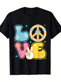 Men's T-Shirt Playful Peace And Flower Power Shaped Text Love