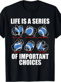Men's T-Shirt Life Is A Series Of Important Choices With Six Different Hand Grips Holding Blue Baseball