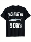 Men's T-Shirt This Awesome Fisherman Is Fifty Years Old With Silver Fish Graphic