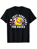 Men's T-Shirt Im Just Here For The Ducks In Pink Tropical Sunset Duck