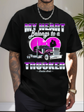 Men's T-Shirt My Heart Belongs To A Pink Sunset With Semi Truck