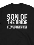 Men's T-Shirt Son Of The Bride Bold White Statement On Solid Black T Shirt