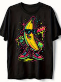 Men's T-Shirt Neon Style Cartoon Banana Wearing Sneakers With Baseball Bat