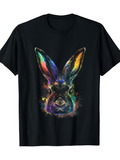 Men's T-Shirt Radiant Neon Glow With Electric Lights And Vibrant Shining Colors Rabbit