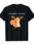 Men's T-Shirt Squirrel Power Cute Rodent Lifting Acorns With Strength And Determination Squirrel