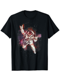 Men's T-Shirt Cosmic Rocker With Electric Guitar Floating Astronaut In Space