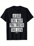 Men's T-Shirt Jesus The Way The Truth The Life Bold White Text Over Black Classic T Shirt