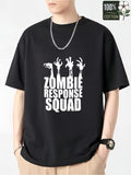Men's T-Shirt Zombie Response Squad Creepy White Lettering With Rising Undead Hands
