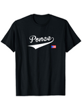 Men's T-Shirt Ponce Script White Swoosh With Small Puerto Rican Flag