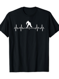 Men's T-Shirt Heartbeat Graphic With Dynamic Hockey Player Silhouette Central Focus