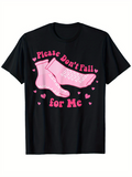 Men's T-Shirt Please Dont Fall For Me Pink Socks And Playful Hearts T Shirt