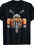Men's T-Shirt Classic Vintage Wheels With Hand Drawn Chrome Orange Trike Motorcycle