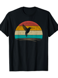 Men's T-Shirt Sunset Horizon With Colorful Stripes Behind Flying Hummingbird