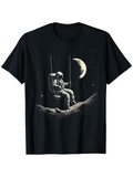 Men's T-Shirt Lonely Astronaut Sitting On A Lunar Swing Under The Crescent Moon