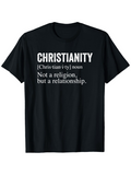 Men's T-Shirt Christianity Not A Religion But A Relationship Black Shirt With Bold Statement Text