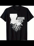 Men's T-Shirt Louisiana Roots Map Silhouette With Branching Roots Graphic