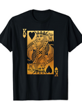Men's T-Shirt Golden Playing Card Design With Ornate Details Featuring King Chess Figure