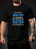 Men's T-Shirt Proud Brother Of Wonderful Sweet And Awesome Sister Statement T Shirt