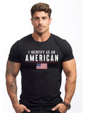 Men's T-Shirt I Identify As An American Bold Letters With Flag Design American