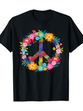 Men's T-Shirt Bright Wildflowers Forming A Vibrant Peace Symbol Surrounded By Blossoms Peace Symbol