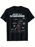 Men's T-Shirt Anatomy Of A Flat Coated Retriever Detailed Labeled Parts With Black Dog