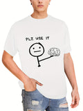 Men's T-Shirt Plz Use It Simple Doodle Sketch Figure With Brain