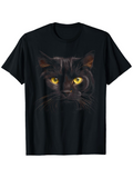 Men's T-Shirt Midnight Shadows And Glowing Eyes Cat Portrait