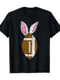 Men's T-Shirt Easter Bunny Ears With Brown White Laces Football Under Pink Accents