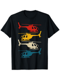 Men's T-Shirt Retro Stacked Vibrant Aircraft With Four Boldly Colored Helicopters