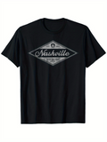 Men's T-Shirt Vintage Diamond Graphic With Stylized White Script Lettering Nashville