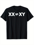 Men's T-Shirt Bold White Letters Among Solid Black Cotton Fabric Shirt