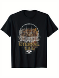 Men's T-Shirt Whoever Believes In Him Has Eternal Life Surrounded By Grunge Typography And Subtle Cross