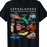 Men's T-Shirt Cephalopods Various Marine Species Surrounded By Labeled Scientific Illustrations Octopus