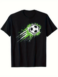 Men's T-Shirt Dynamic Splatter Effect With Motion And Vibrant Green Soccer Ball
