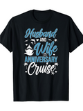 Men's T-Shirt Husband And Wife Anniversary Cruise With Palm Trees And Ocean Waves Cruise Ship