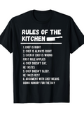 Men's T-Shirt Rules Of The Kitchen Chef Wisdom Knife Illustration T Shirt