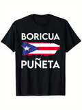 Men's T-Shirt Puerto Rican Flag Colors Over Rough Painted Land Island Shape