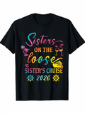 Men's T-Shirt Sisters On The Loose Among Palm Trees Sunglasses Drinks With Cruise Ship