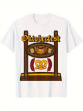 Men's T-Shirt Oktoberfest Festive Pretzel Sausages Beer With German Icon