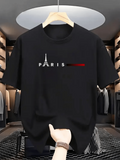 Men's T-Shirt Paris Eiffel Tower Skyline With Minimal Letters Wordmark