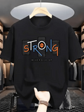 Men's T-Shirt Strong Bold Letters With Contrasting Colors Graphic Strong