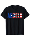 Men's T-Shirt Blue Red And White Flag Letter Block Abuela
