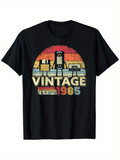 Men's T-Shirt Vintage Retro Colorful Sunset With Classic Electronics 1985