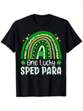 Men's T-Shirt One Lucky Sped Para Green Rainbow Gold Stars Shamrocks T Shirt