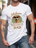 Men's T-Shirt Rhodesian Ridgeback Dad Cool Dog Wearing Sunglasses Pawprints White Shirt