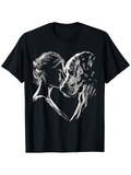 Men's T-Shirt Tender Embrace With Woman Holding Gentle Loving Dog
