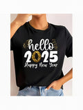 Men's T-Shirt Hello 2025 Golden Fireworks With Festive Holiday Theme