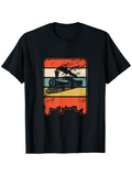 Men's T-Shirt Sunset Vintage Style Road With Speeding Train Locomotive