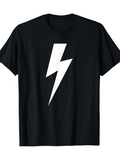 Men's T-Shirt Bold White Lightning Bolt Against Plain Black Background Lightning Bolt